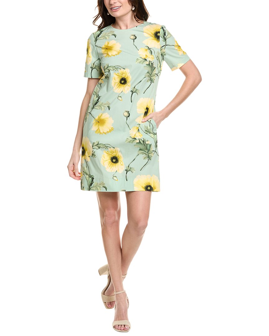 Oscar De La Renta Poppies Shift Dress In Gray