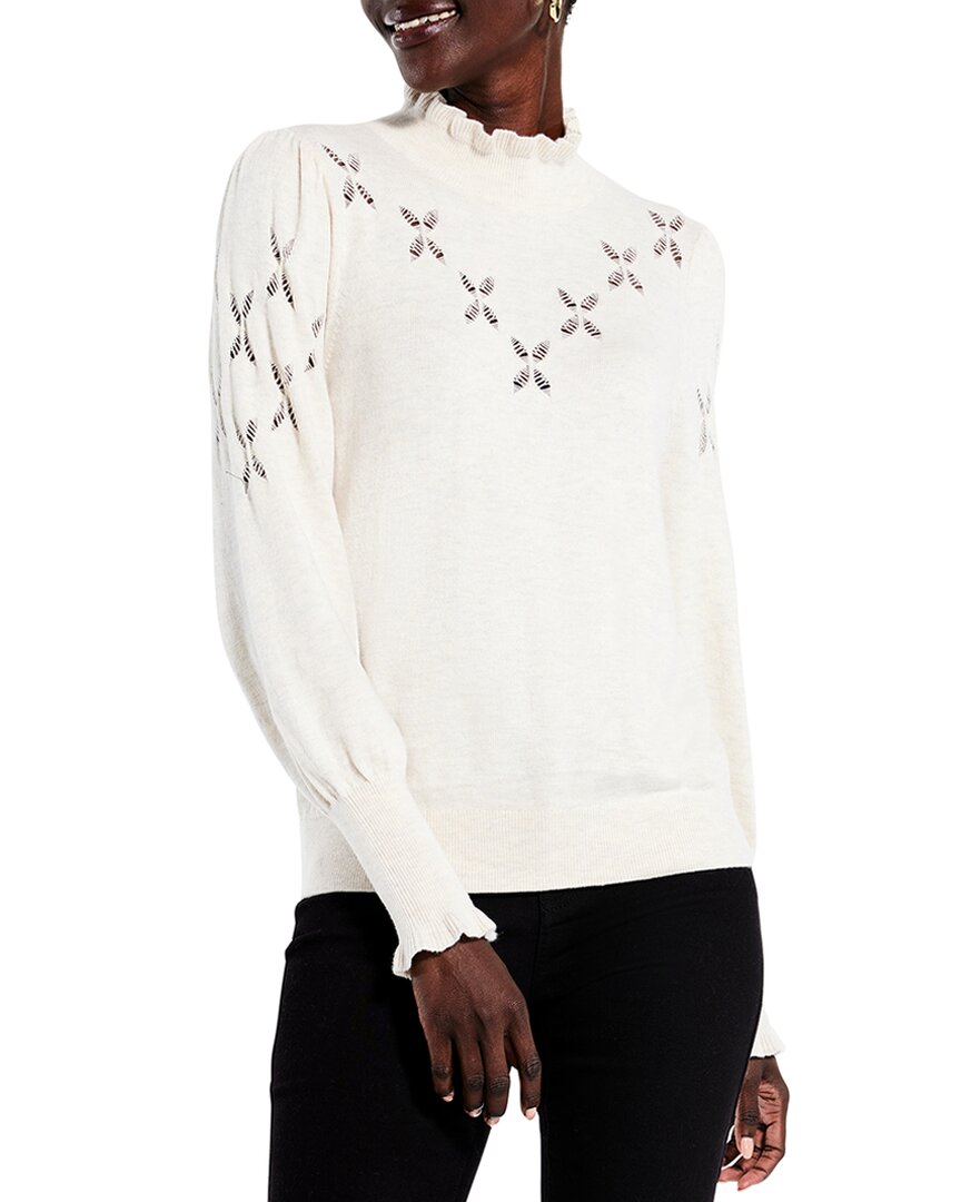 Nic + Zoe Pointelle Pip Sweater In Beige