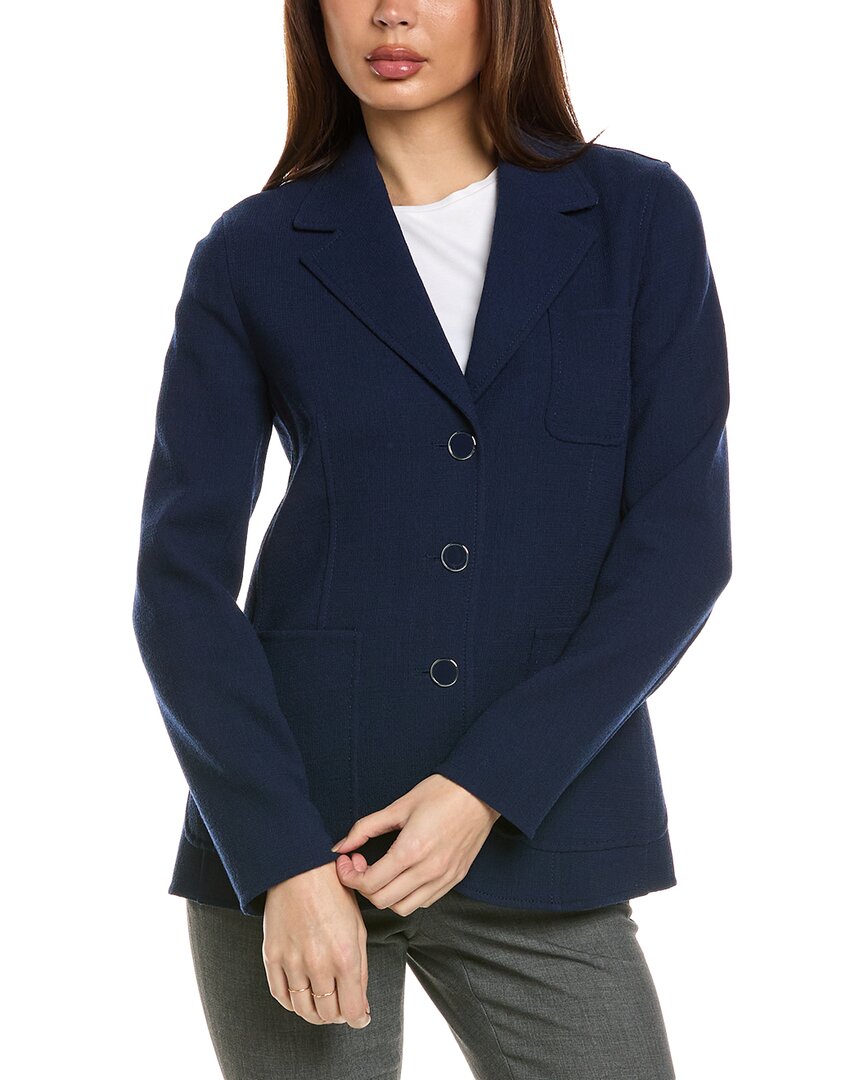 Lafayette 148 New York Wool Three Patch Pocket Blazer In Blue