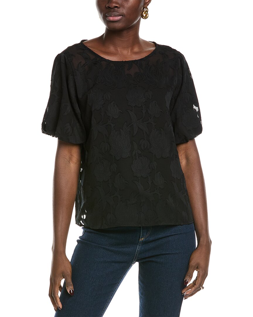 Vince Camuto Fil Coupe Burnout Blouse In Black