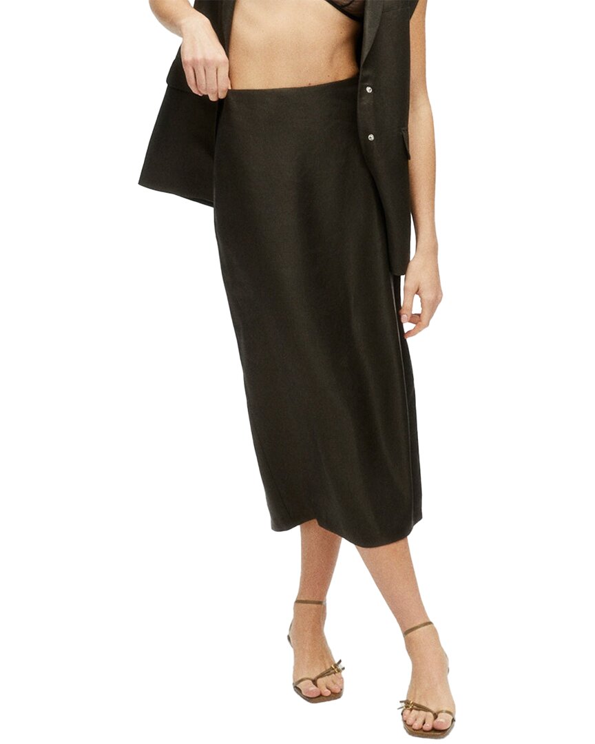 Shop Nocturne Linen-blend Midi Skirt