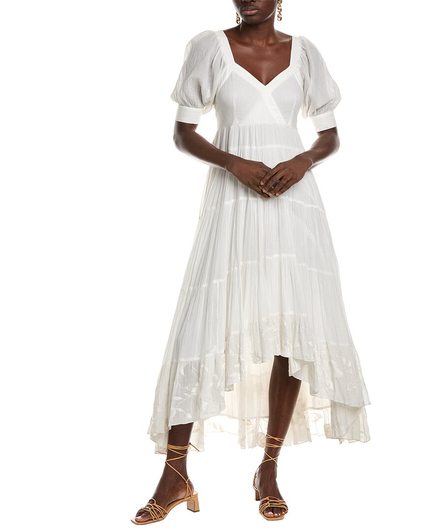 Hemant & Nandita Short Sleeve Maxi Dress In White
