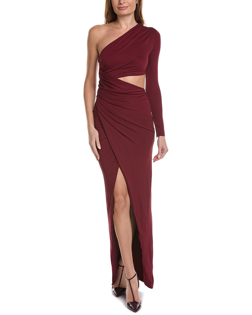 Shop Michael Kors Collection Asymmetrical Cutout Gown In Red