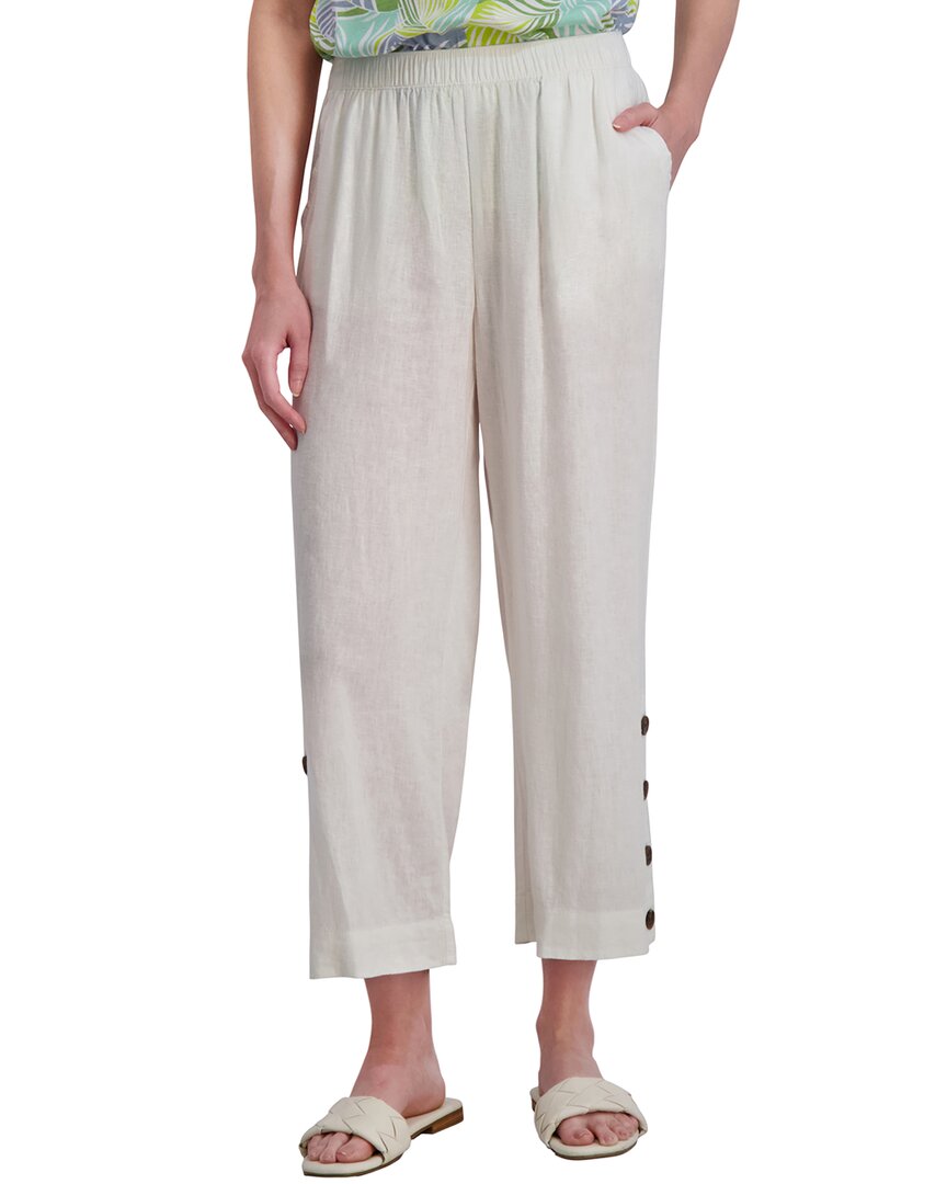 Stella Parker Side Button Palazzo Cropped Pant In Neutral