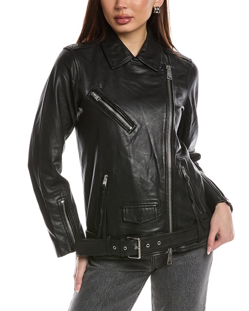Shop Allsaints Billie Leather Biker Jacket In Black
