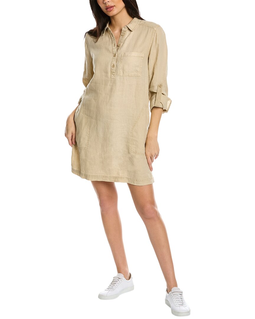 Michael Stars Eleanor Popover Collared Short Shirtdress In Brown
