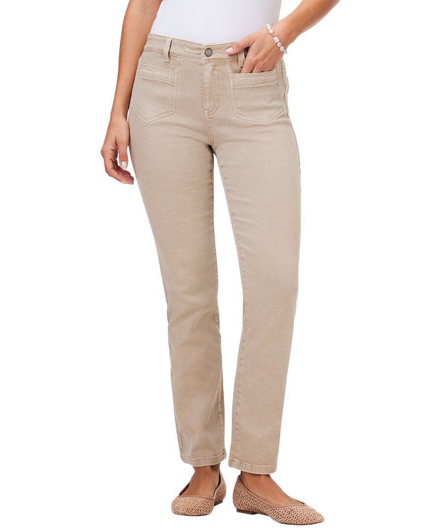 Nic + Zoe Mid Rise Straight Pocket Jeans In Beige