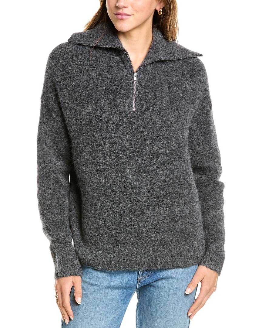 Vince 1/4-zip Alpaca-blend Sweater In Grey