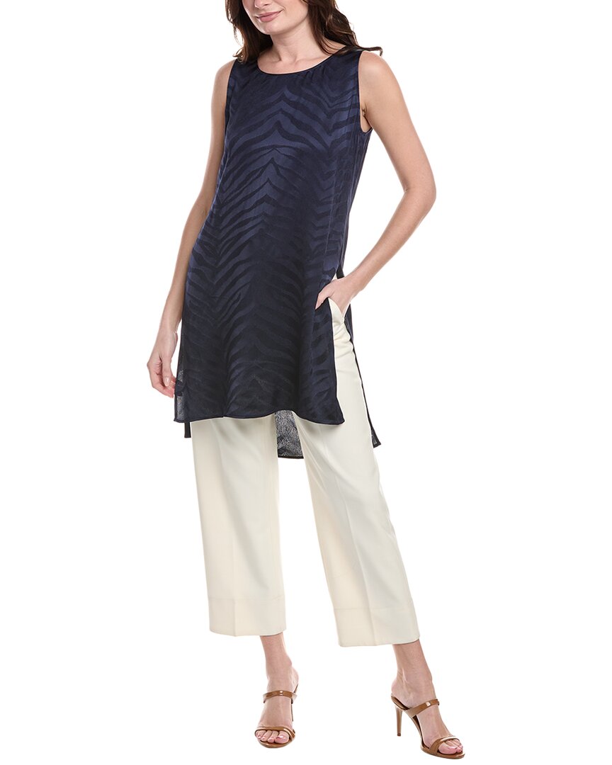 Lafayette 148 New York Jacquard Tunic Blouse In Blue