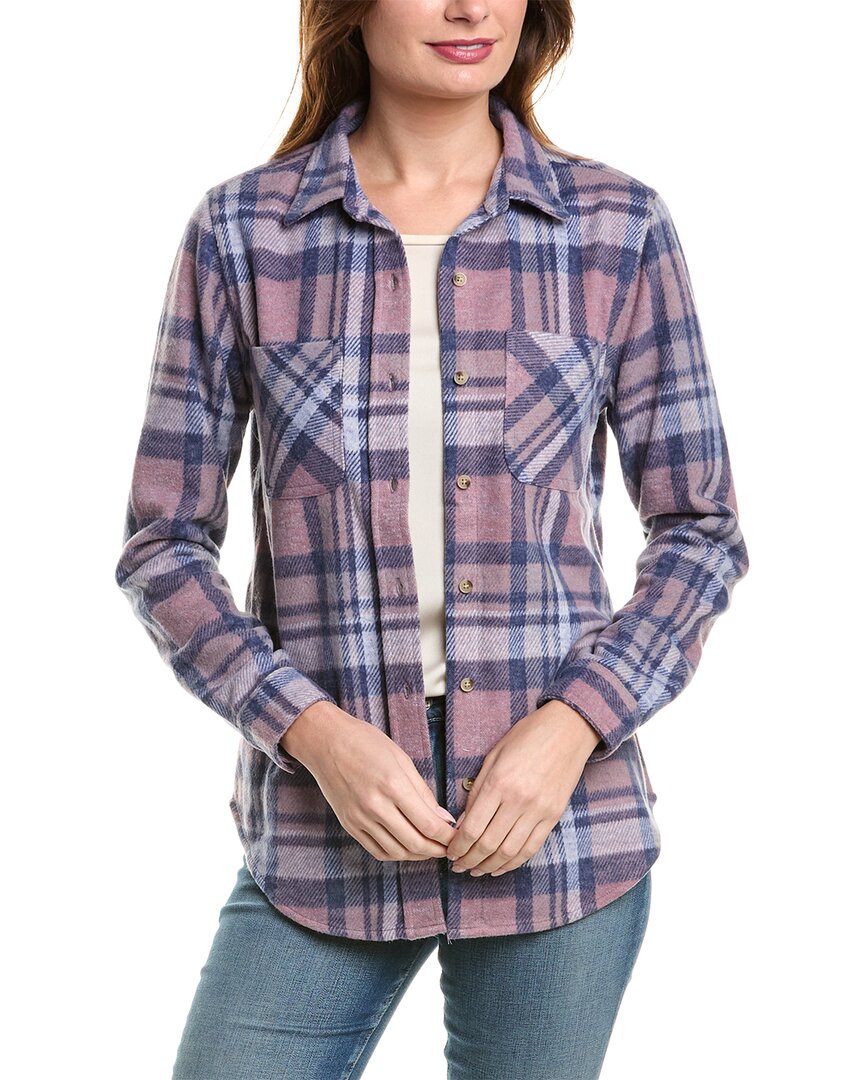 Beachlunchlounge Button Front Shirt Jacket In Blue