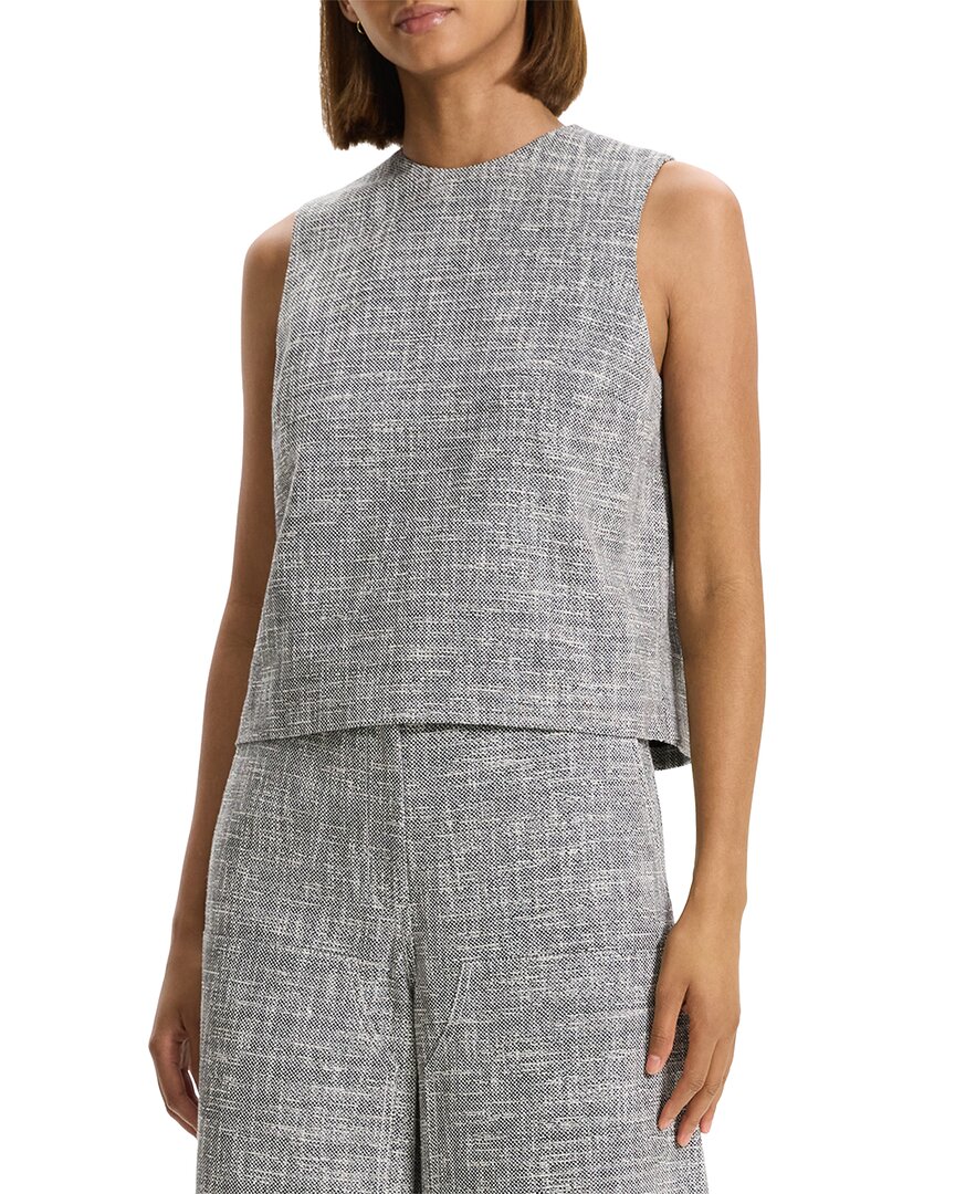 Theory Tweed Boxy Shell Top In Black