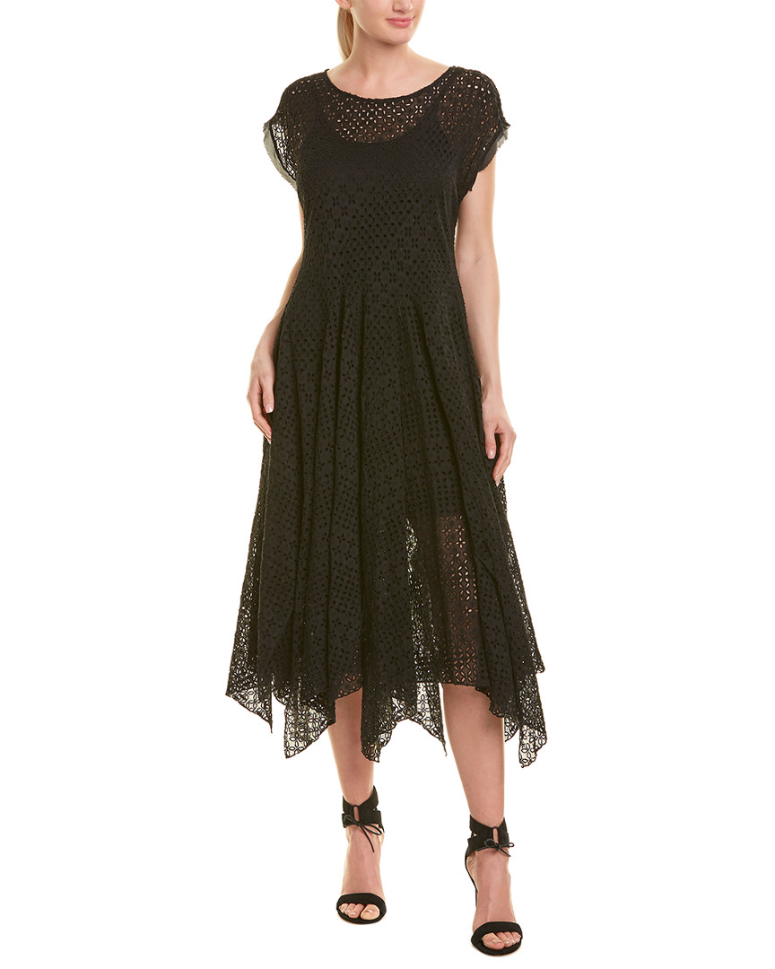 Johnny Was Silk-Blend Midi Dress Women's Black S/M | eBay