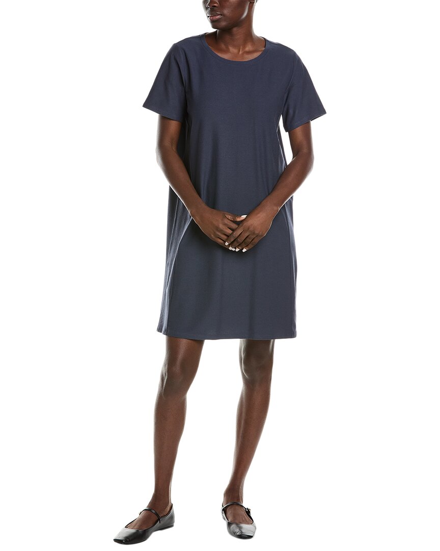 Eileen Fisher Jewel Neck Mini Dress In Blue