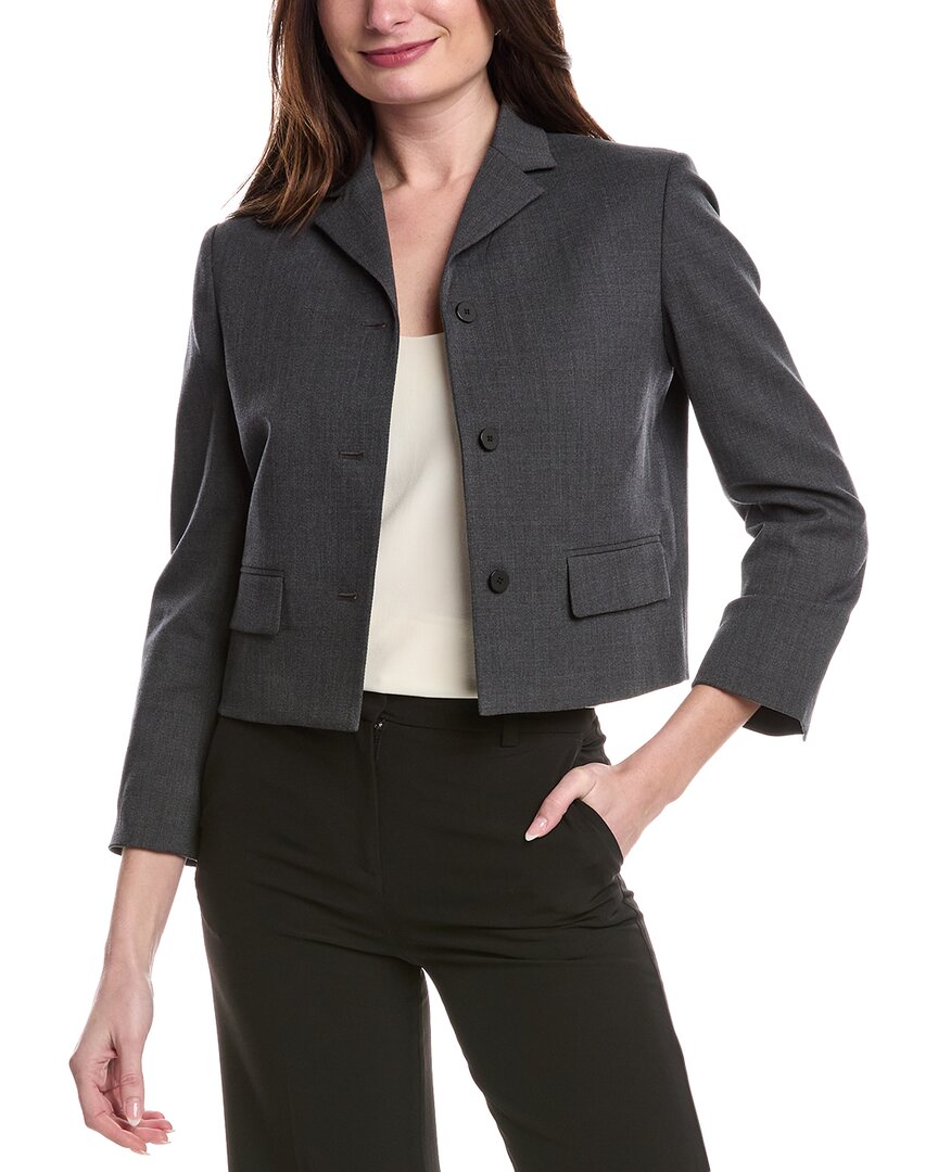 Theory Cropped Wool-blend Jacket In Grey