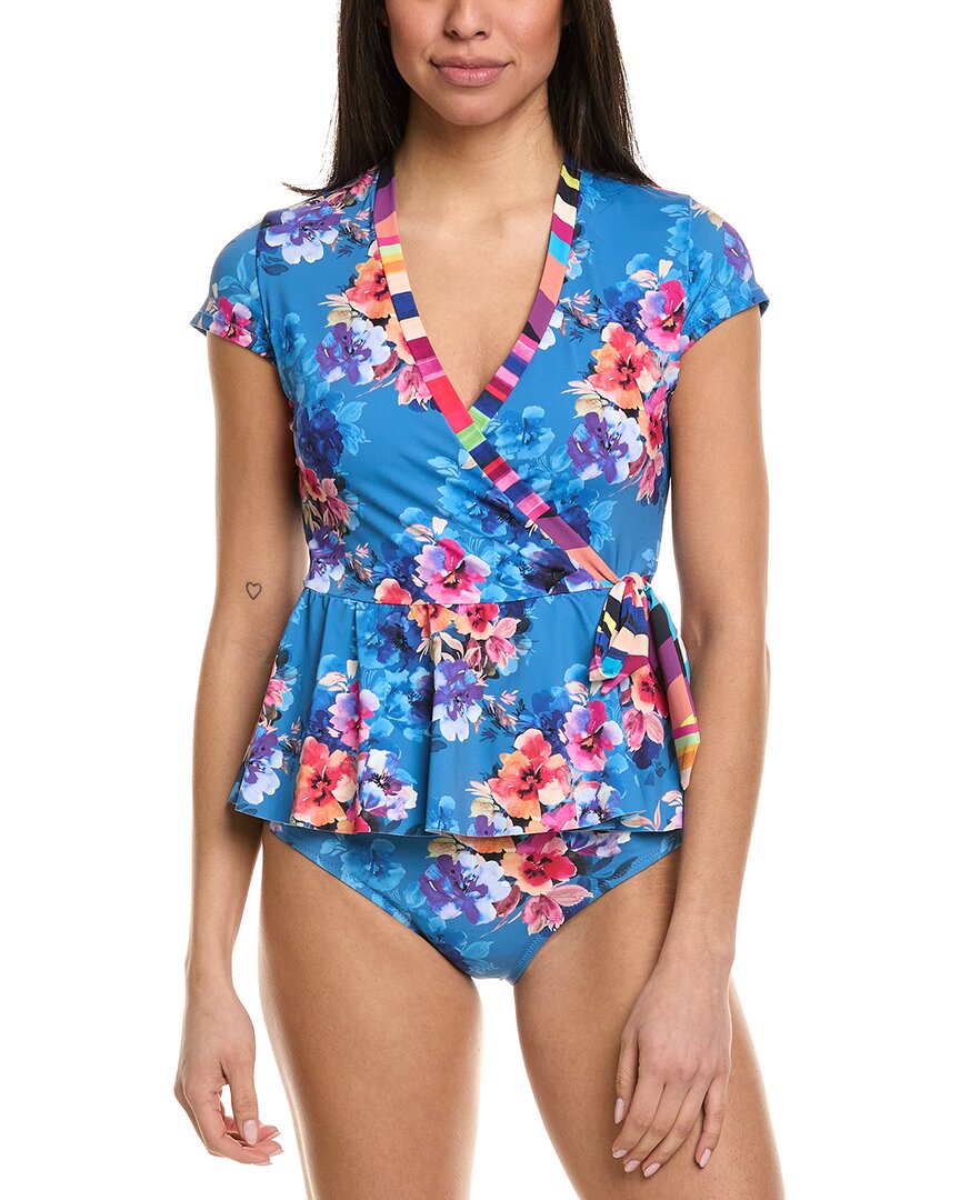 Johnny Was Wrap Tankini Top In Blue