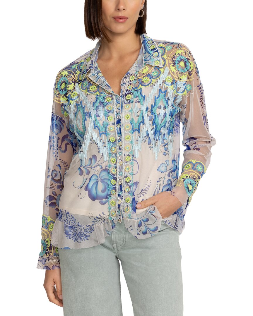 JOHNNY WAS JOHNNY WAS MAZZY BUTTON DOWN RUFFLE BLOUSE
