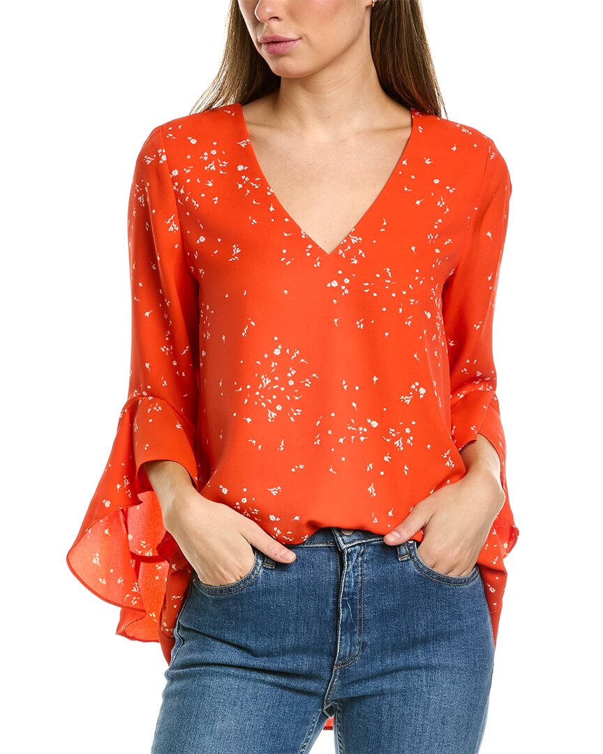 Vince Camuto Flutter Sleeve Blouse In Orange | ModeSens