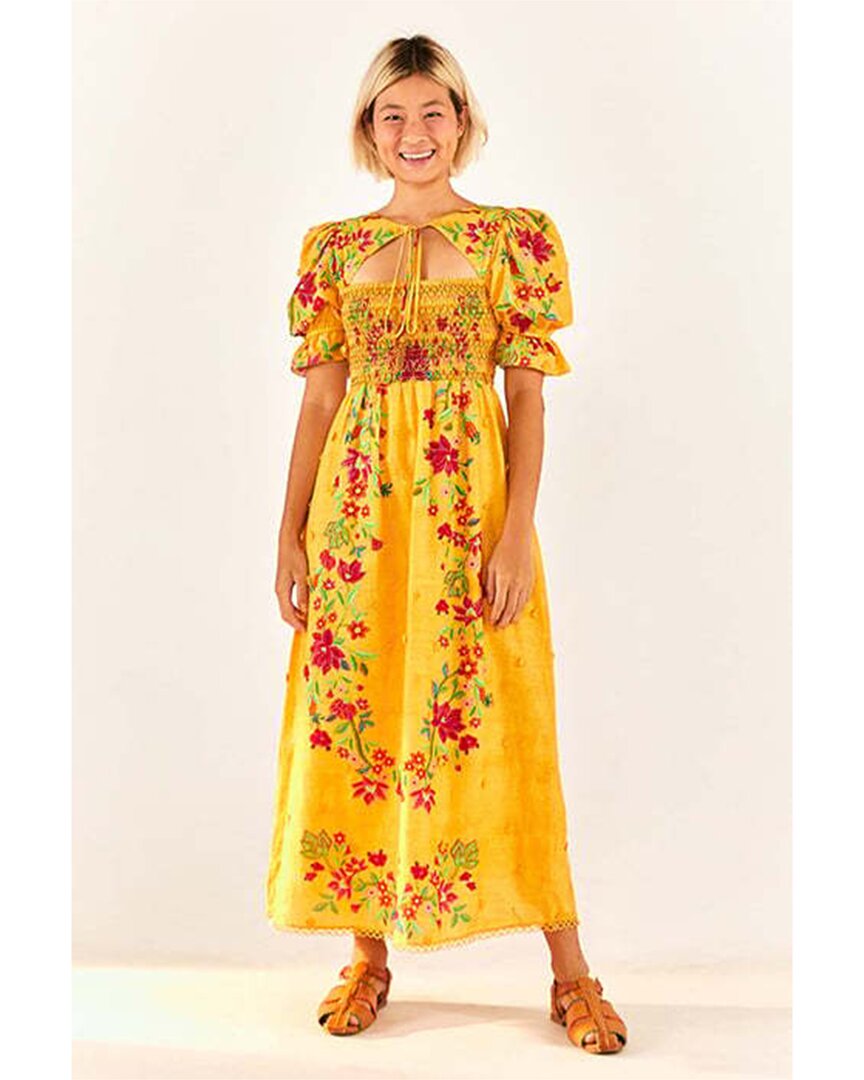 Farm Rio Flower Dream Maxi Dress In Yellow