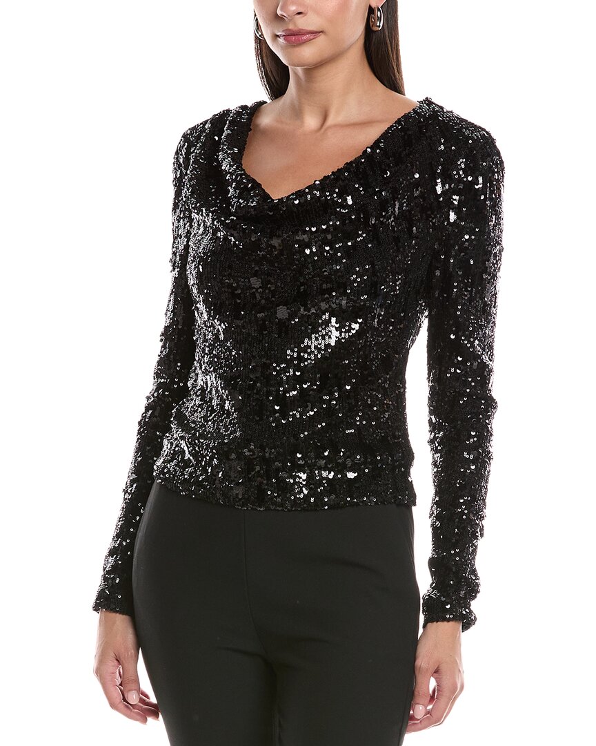 Ramy Brook Nicole Long Sleeve Sequin Top In Black