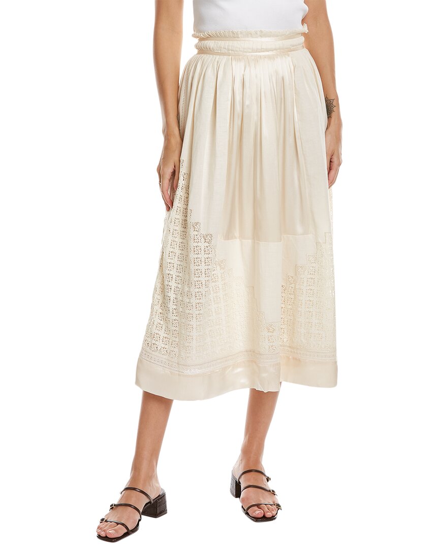 Shop Ulla Johnson Pleated Silk & Linen-blend Skirt