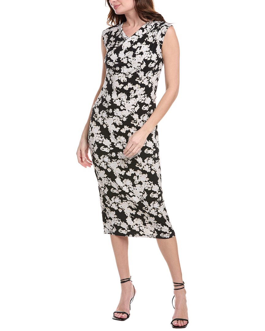 Vince Camuto Floral Print Stretch Jersey Maxi Dress In Black