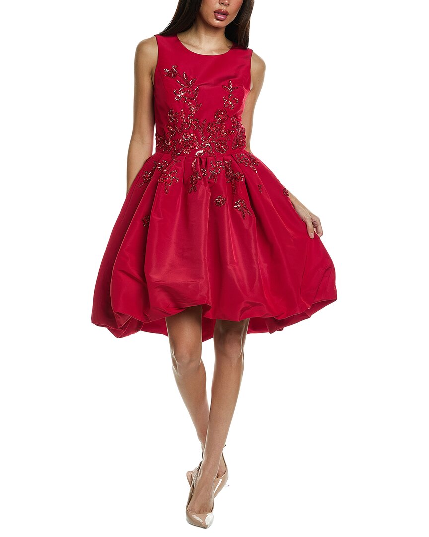 Shop Carolina Herrera Bubble Silk A-line Dress In Red