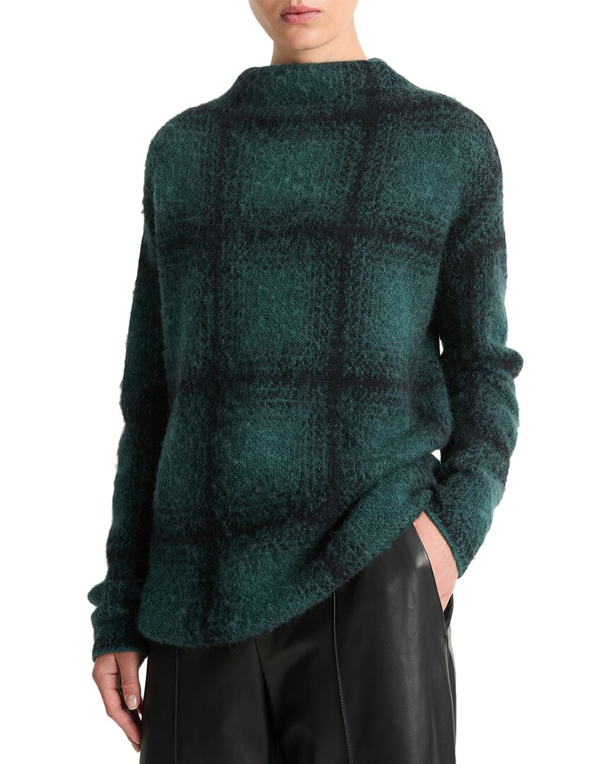 Vince Shadow Plaid Funnel Neck Sweater