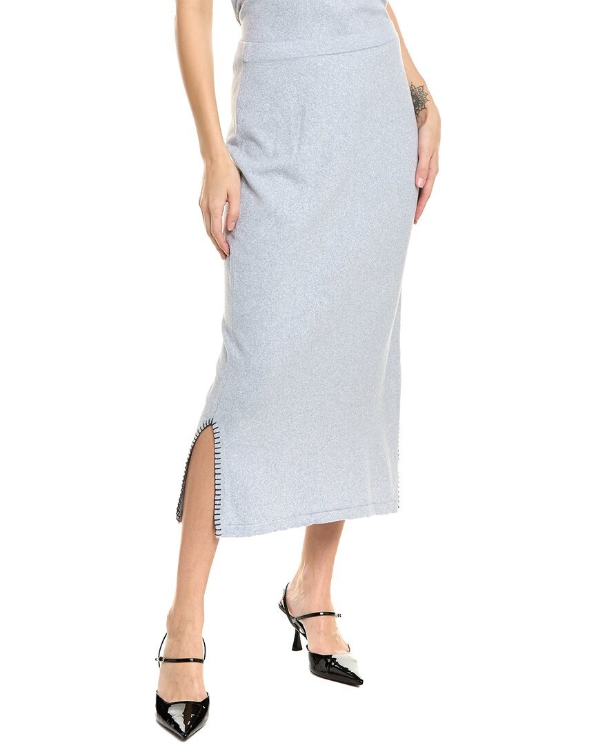 Vince Camuto Whipstitch Midi Skirt In Grey
