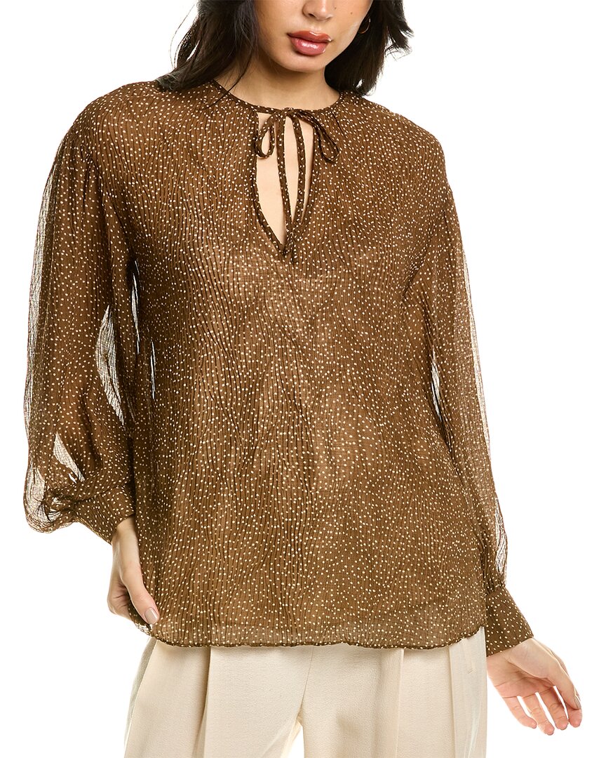 Shop Vince Starry Dot Blouse In Brown