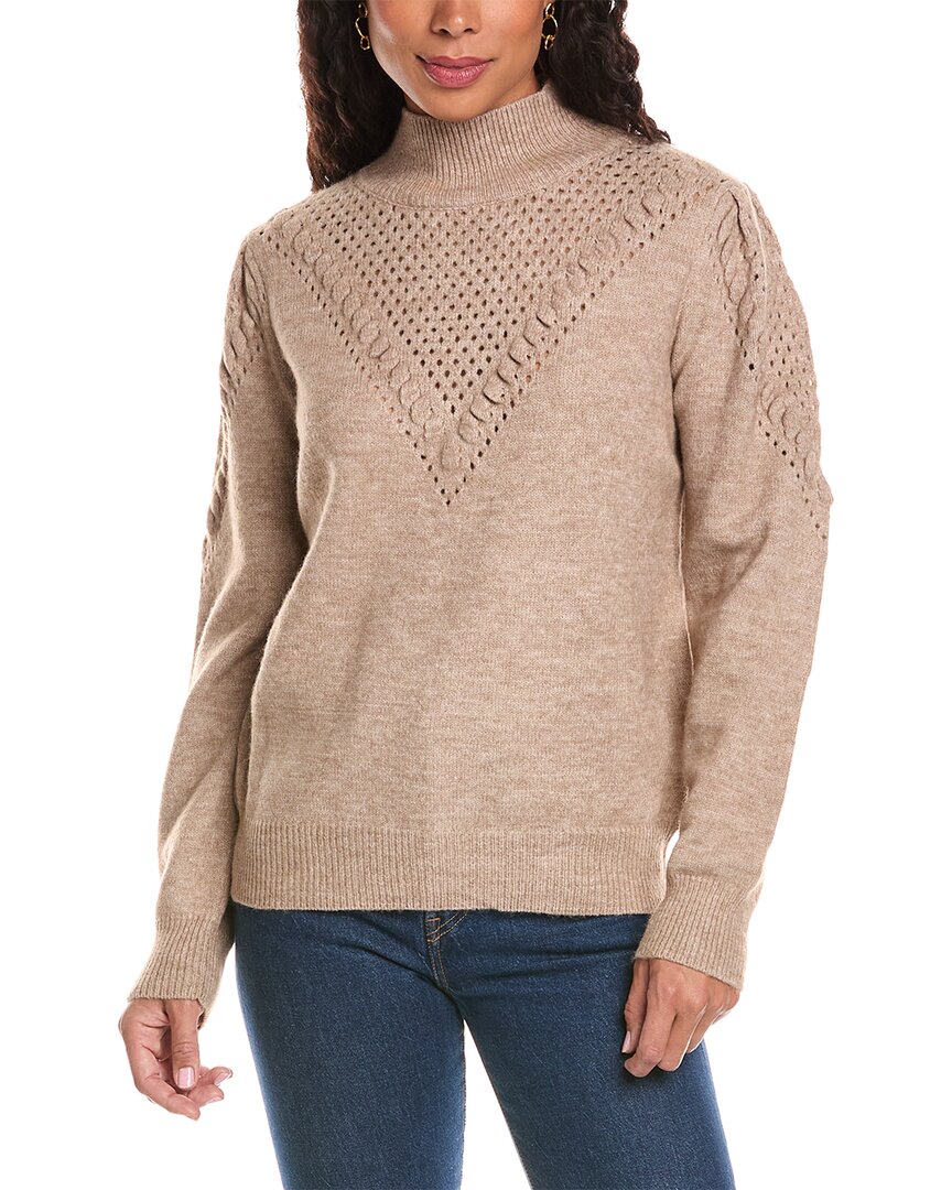 Anna Kay Pointelle Wool-blend Sweater In Brown