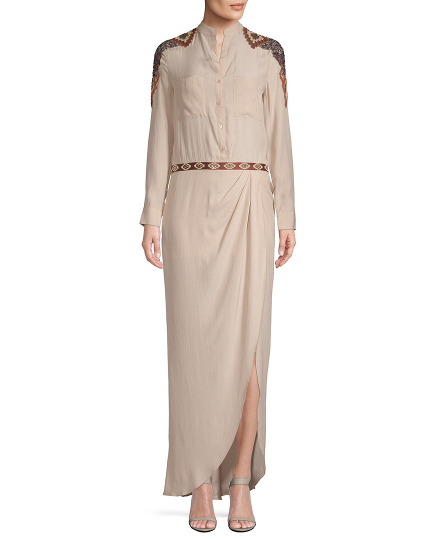 Image of Haute Hippie Beaded Silk Shirt Dress