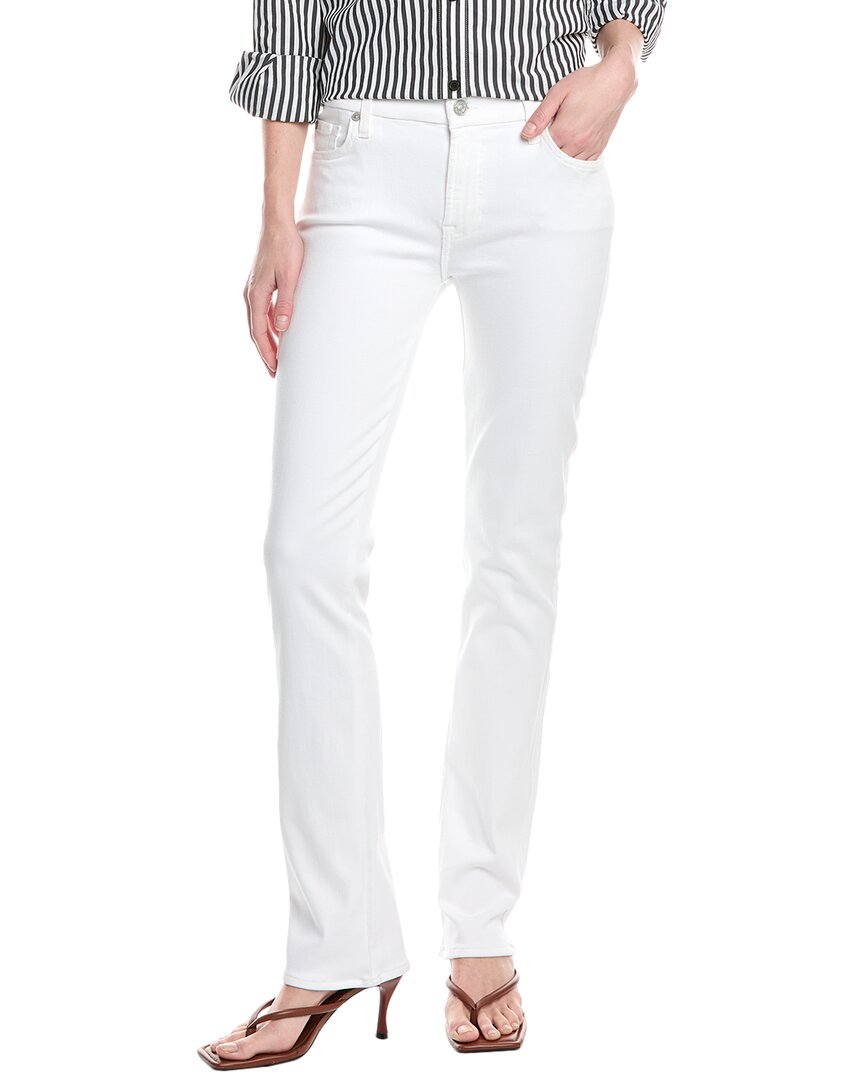 7 For All Mankind Kimmie White Form Fitted Straight Leg Jean In White