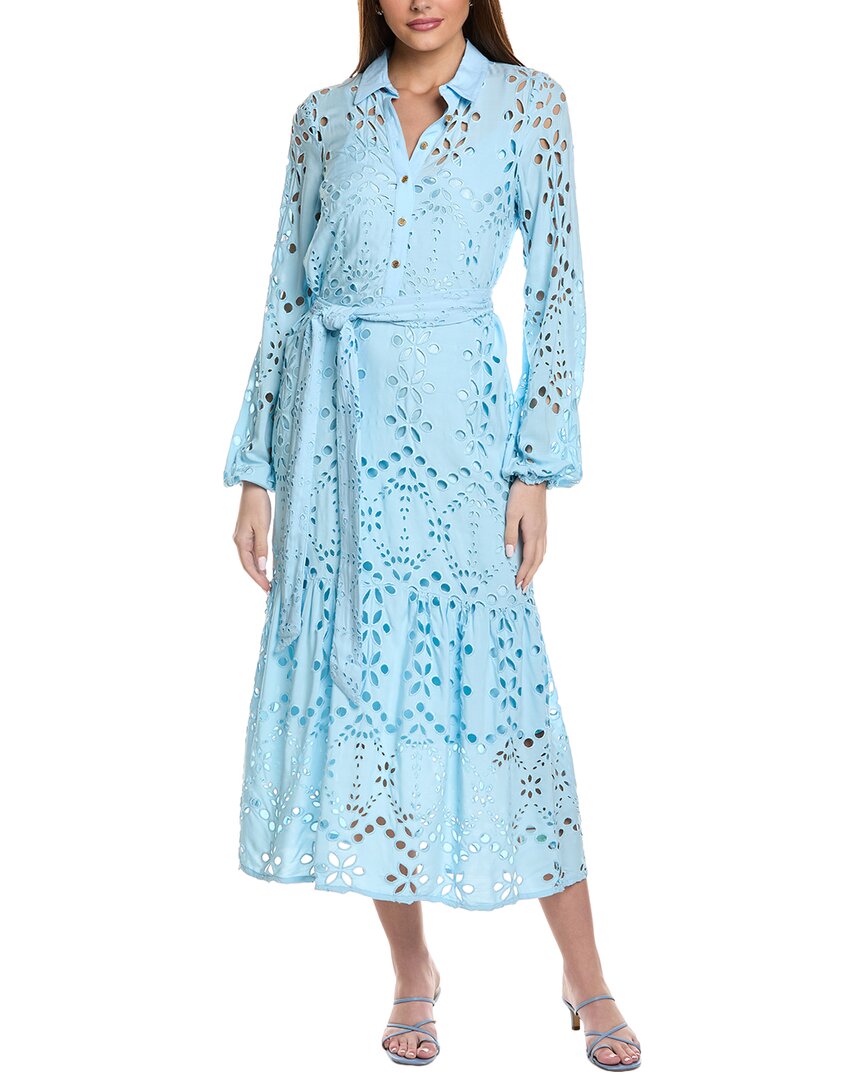 Lilly Pulitzer Zia Eyelet Midi Shirtdress In Blue
