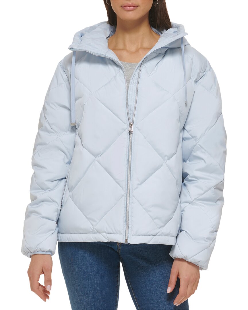 Cole Haan Down Zip Front Jacket In Blue
