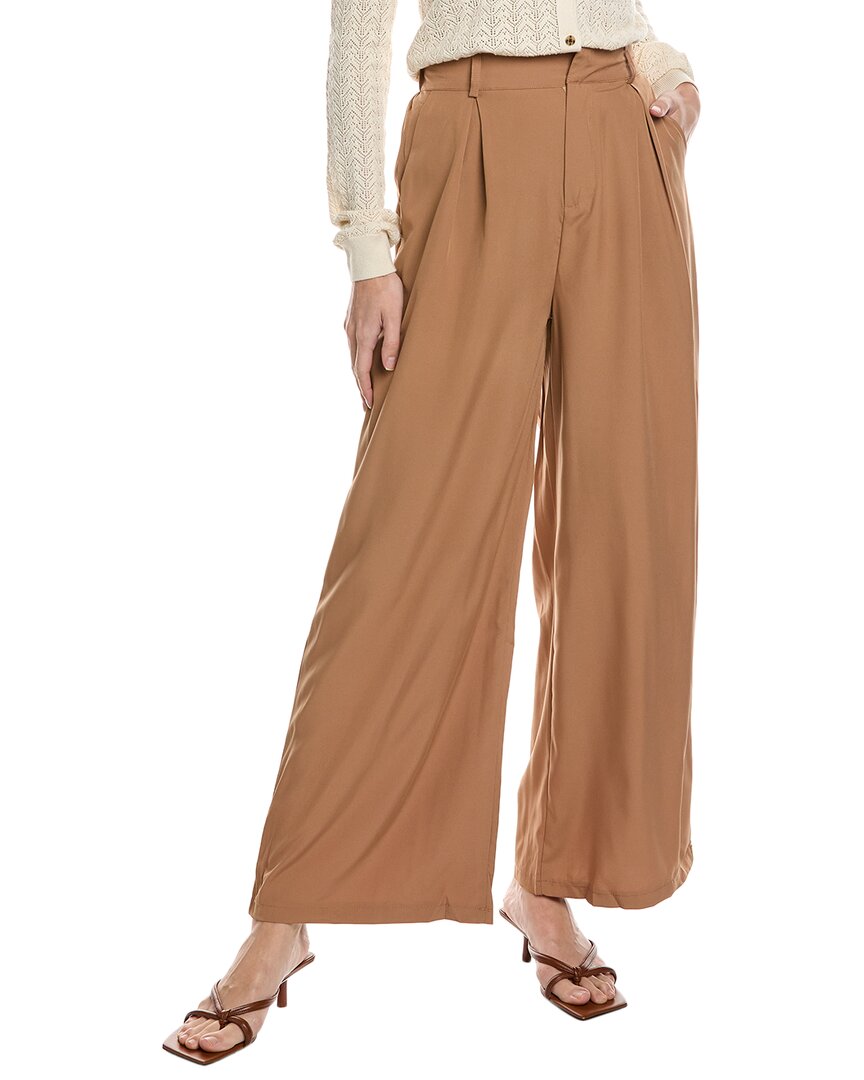 Shop Madison Miles Pleated Pant In Brown
