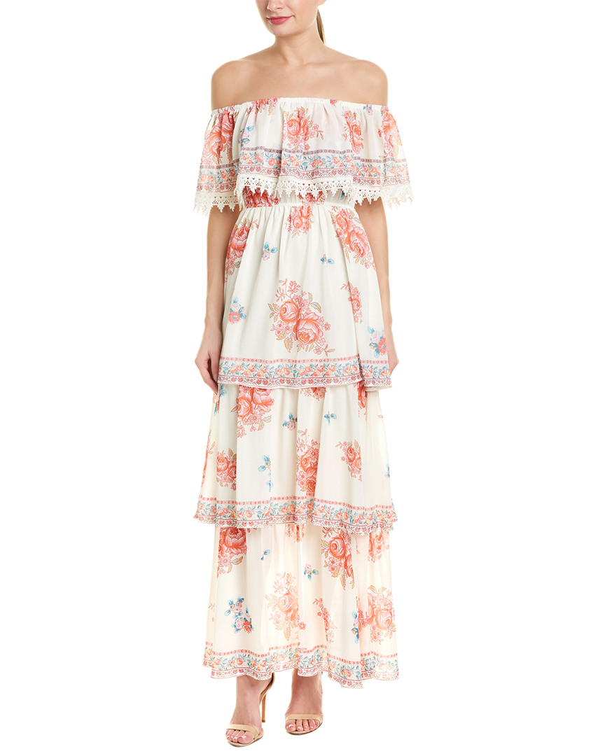 Image of Champagne & Strawberry Tiered Maxi Dress