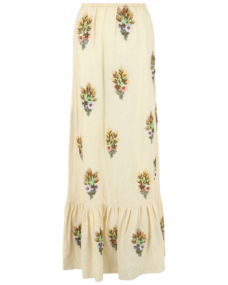 Gucci Embroidered Linen Tiered Skirt