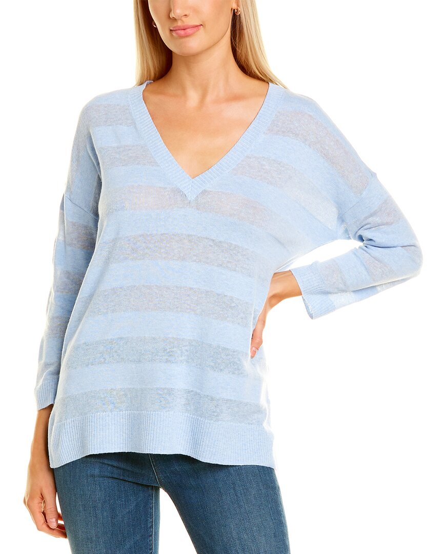 Lilla P V-neck Linen-blend Tunic Sweater In White