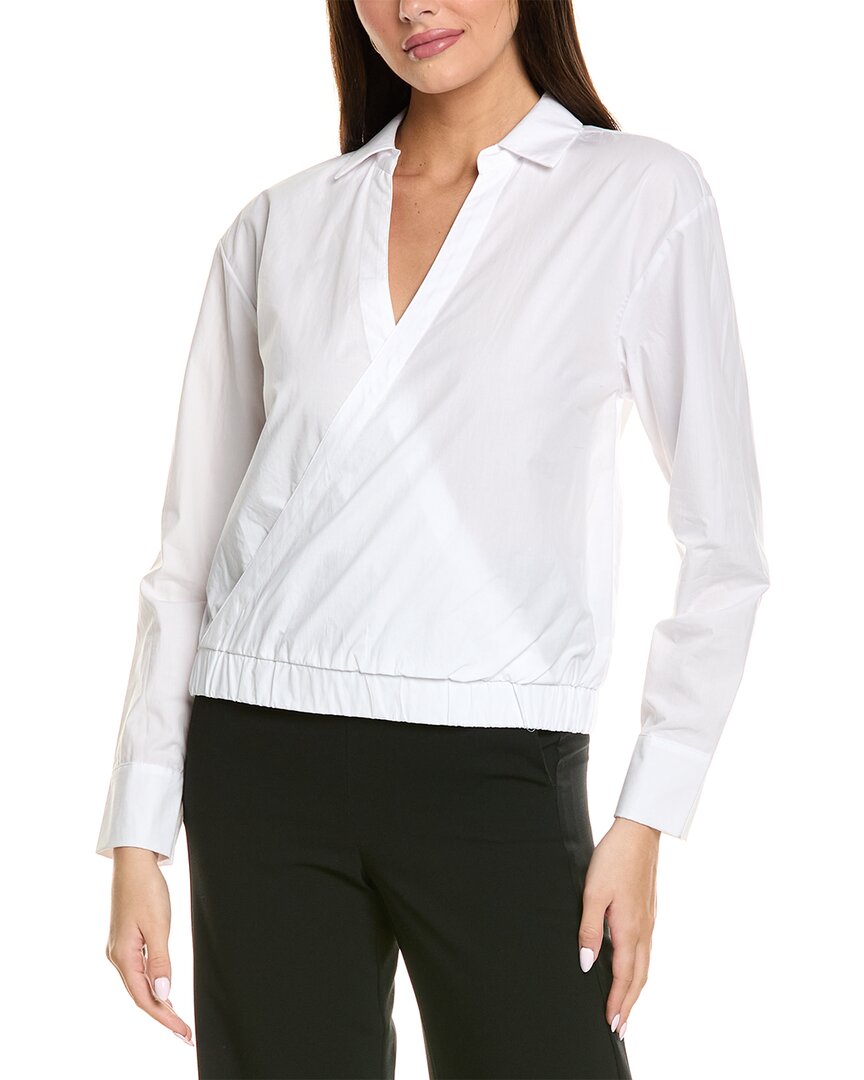 Tahari Asl Cotton Faux Wrap Top