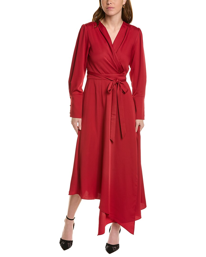 Shop Bcbgmaxazria Midi Wrap Dress In Red