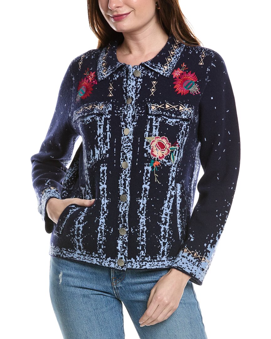 Johnny Was The Denim Wool Sweater Jacket In Multi