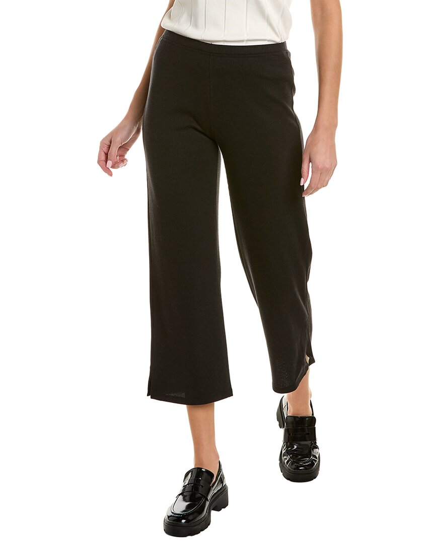 Eileen Fisher Black Cropped Wide-leg Cupro Trousers In Black