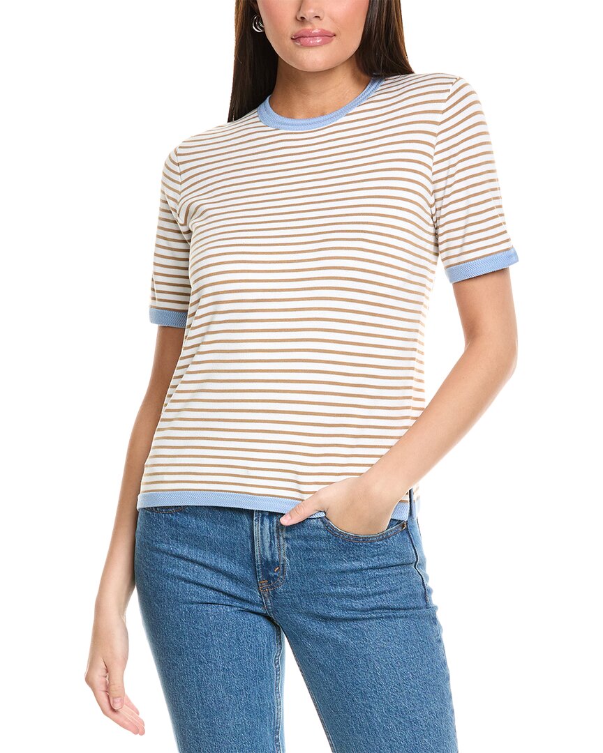 St John St. John Breton Stripe Knit Sweater In White
