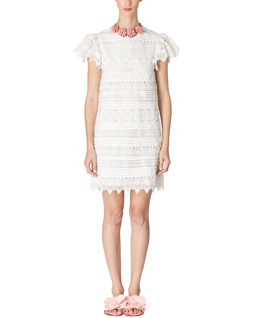 Pre-owned Carolina Herrera Shift Mini Dress Women's In White