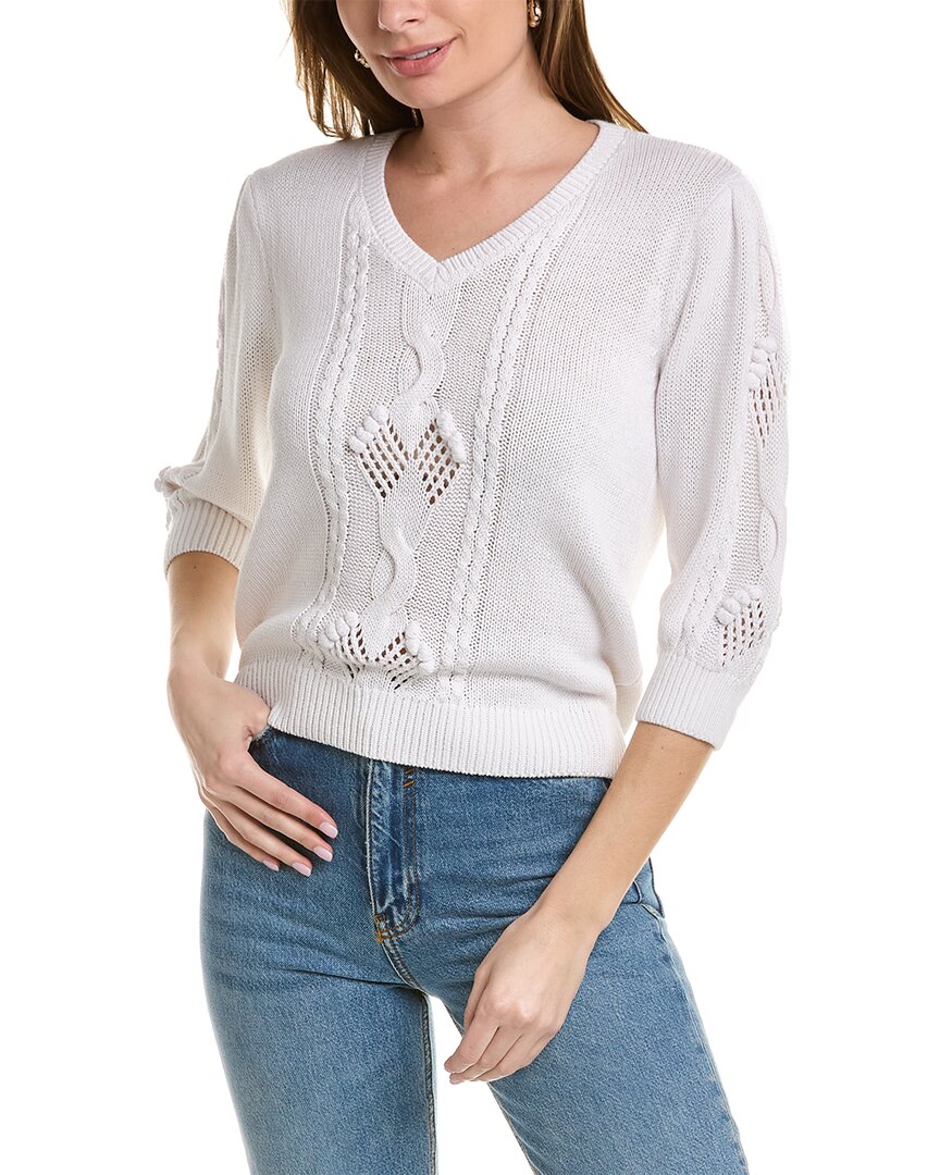 Tyler Boe Tyler Böe Novelty Stitch Linen-blend Sweater In White