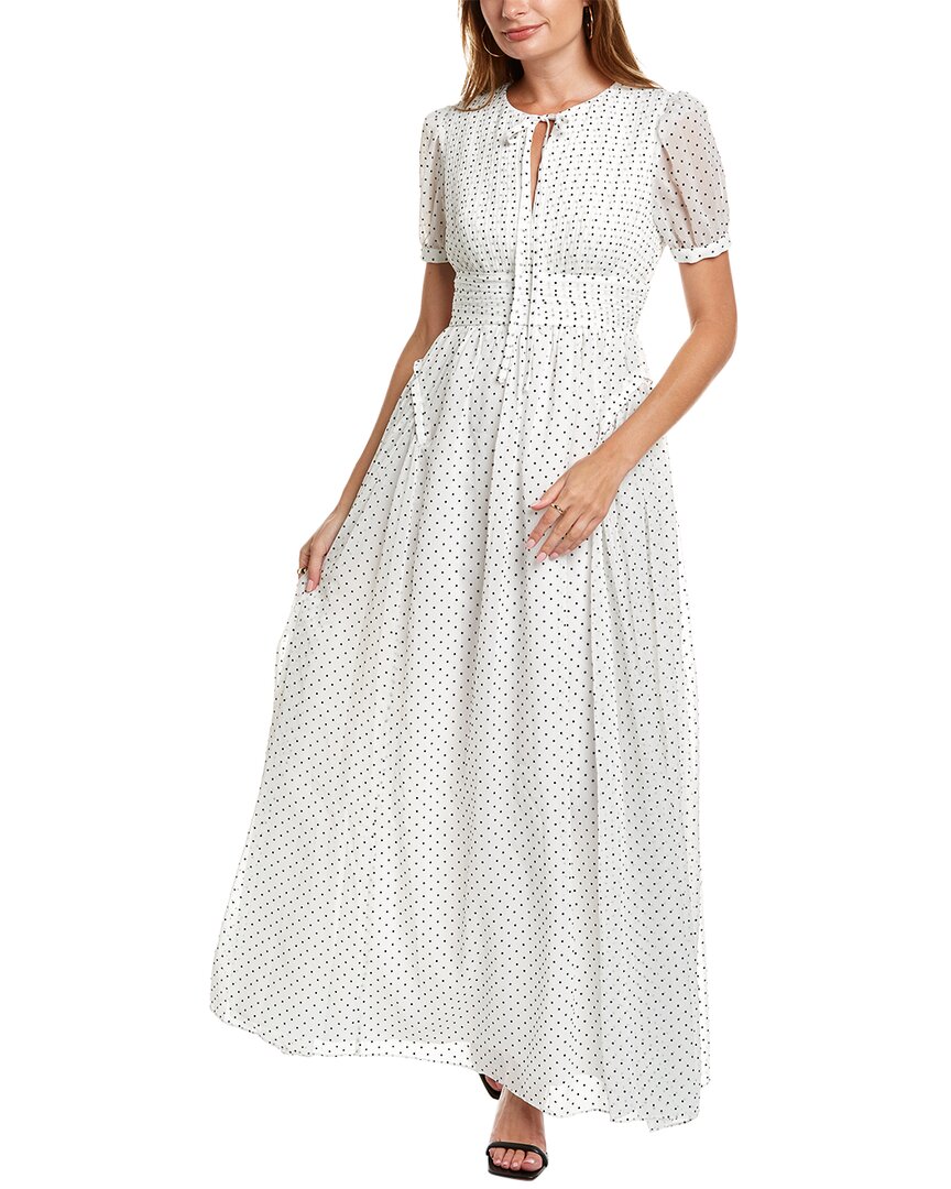 Shop Self-portrait Polka Dot Maxi Dress In White
