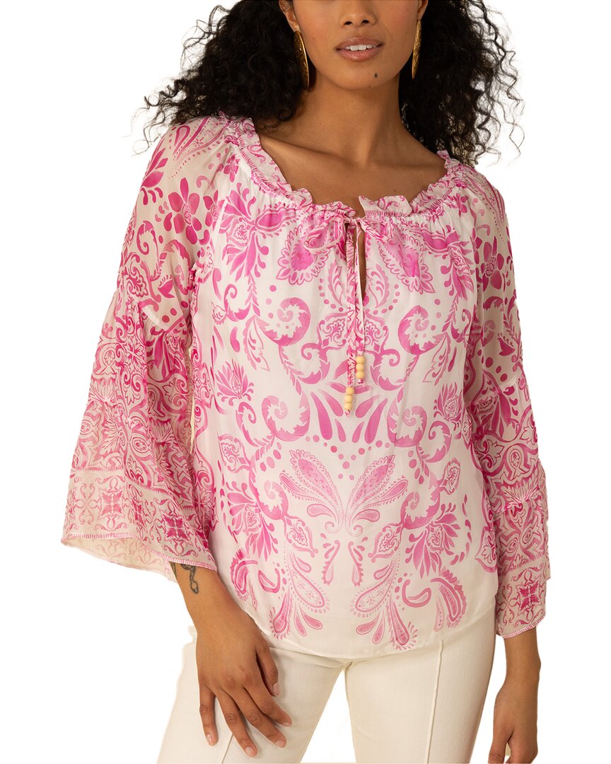 Hale Bob Myra Silk-blend Blouse In Pink