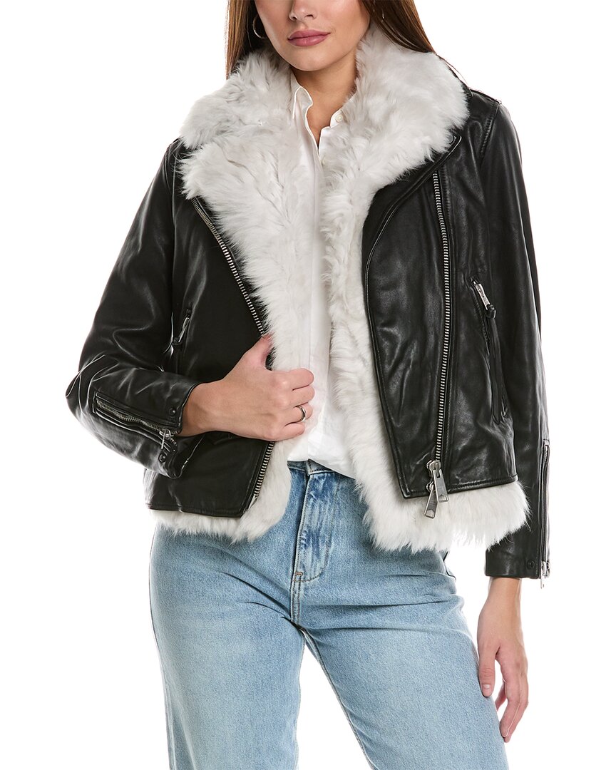 Shop Allsaints 2pc Lyra Shearling Jacket & Vest Set In Black