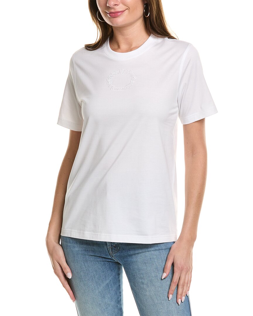 Shop Burberry Embroidered Oak Leaf Crest T-shirt In White