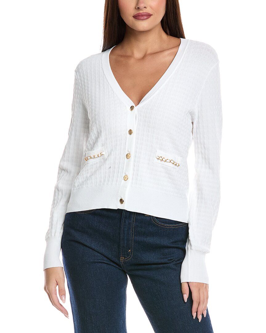 Elie Tahari The Oaklee Cardigan Sweater In White